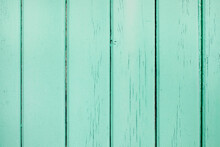 Close-up Of Turquoise, Painted, Wooden Wall, France