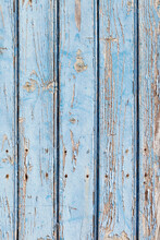 Close-up Of Old Blue Painted Wooden Wall, Andernos, Aquitaine, France