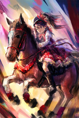  anime girl riding horse