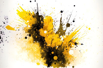 Poster - Background with abstract yellow watercolor splashes. painted picture art. Generative AI