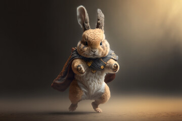 fierce little bunny showing off his martial arts moves, chinese new year 2023, year of the rabbit, Generative AI