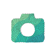 Poster - Single one line drawing camera linear icon, simple digital device flat design for app logo web website button ui ux interface. Swirl curl style. Continuous line draw design graphic vector illustration