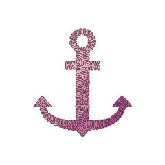 Poster - single one line drawing anchor icon isolated. ship or boat anchor silhouette, marine symbol, securit