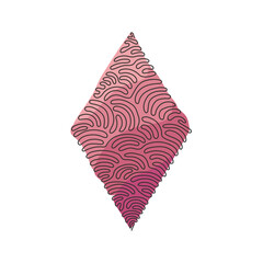 Poster - Continuous one line drawing poker playing cards suit diamond design shape single icon. Diamond suit deck of playing card used for ace in casino. Swirl curl style. Single line draw vector illustration
