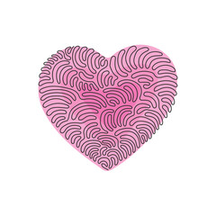 Poster - Single one line drawing poker playing cards suit heart design shape single icon. Hearts suit deck of playing card used for ace in casino. Swirl curl style. Continuous line draw design graphic vector