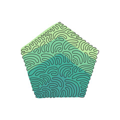 Poster - continuous one line drawing geometric shapes, pentagon icon. simple line, outline vector 3d figures 
