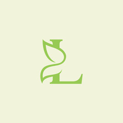 Wall Mural - beauty butterfly green natural logo design letter L