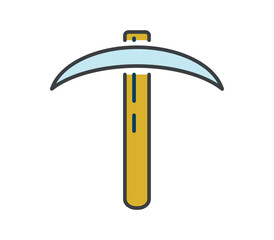 Poster - blockchain technology icon. pickaxe for mining cryptocurrency and bitcoin. sticker for social networ