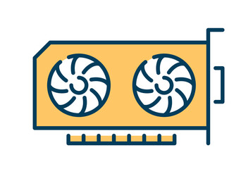 Poster - blockchain technology icon. yellow video card and part of computer. modern technologies, gadgets and