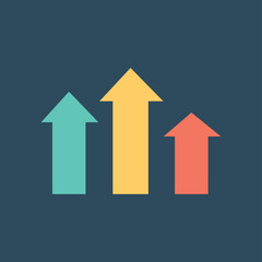 Poster - colorful arrows icon. metaphor of growing income and developing company. successful business project