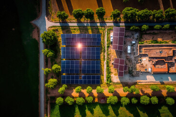 Wall Mural - Thuan Bac, Ninh Thuan, Vietnam Aerial picture of a solar panel, photovoltaic, alternative power source, and the notion of sustainable resources on a sunny day. Generative AI