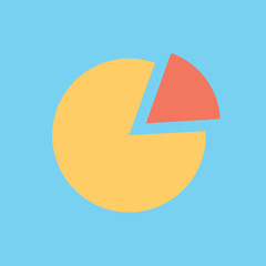 Poster - colorful graphs icon. yellow chart with red segment. poster or banner for website. work with statist