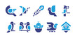Bird icon set. Duotone color. Vector illustration. Containing bird, peacock, dove, love bird, chick, pigeon, bird house.