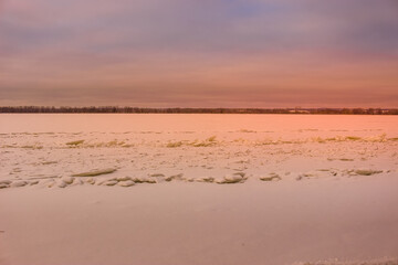 Wall Mural - Beautiful winter landscape at the ravine Petrie Island, Ottawa river