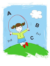 Illustration Of Little Girl Skipping Rope