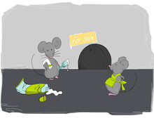 Illustration Of Mice Getting Ready To Sell Home