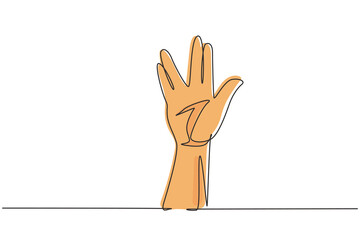 Poster - Single continuous line drawing hands icons and symbols. Emoji hand icons in internet platform chat. Communication with hand gestures. Nonverbal signs. One line draw graphic design vector illustration