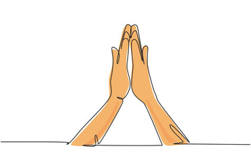 Poster - Continuous one line drawing hands icons and symbols. Emoji hand icons in internet platform chat. Communication with hand gestures. Nonverbal signs. Single line draw design vector graphic illustration