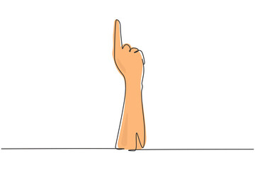 Poster - Continuous one line drawing symbol of victory or champion. Number one hand count. Learn to count numbers. Concept of education for children. Nonverbal signs. Single line design vector illustration