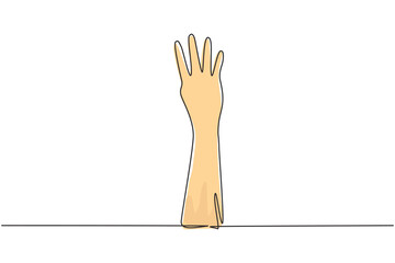 Poster - Continuous one line drawing hand count number four. Learn to count numbers. The concept of education for children. Nonverbal signs or symbols. Single line draw design vector graphic illustration