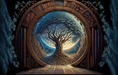 Wall Mural - 4K resolution or higher, hope in a circular masterpiece, tree of life. Generative AI Technology