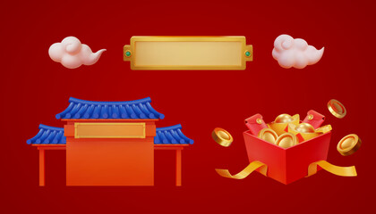 Wall Mural - 3D Chinese New Year element set