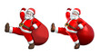 Santa Claus cartoon character in carrying big bag pose 3d rendering in realistic and cartoon style .