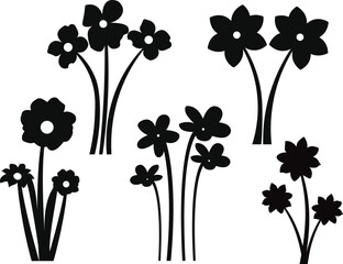 Wall Mural - Collection of Flower silhouettes Vector 