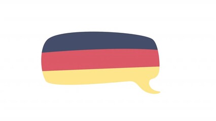 Fototapete - Animated German speech shape. Flat cartoon style HD video footage. Text bubble element. Speaking cloud color illustration on white background with alpha channel transparency for animation