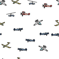 Wall Mural - airplane aircraft plane travel vector seamless pattern thin line illustration