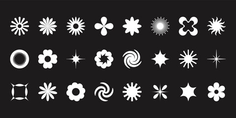 Aufkleber - Vector set of minimalist design elements, futuristic shapes and geometric figures and stars - abstract background elements for branding, packaging, prints and social media posts