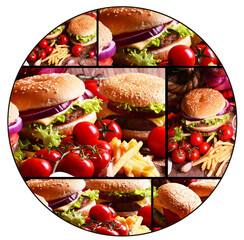 Wall Mural - Hamburger collage isolated