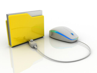 Wall Mural - 3d illustration Folder with computer mouse. File storage concept
 