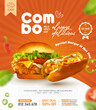 Fried chicken burger and hot dog ads social media post or print template