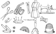 Sewing Tool Handdrawn Illustration