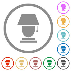 Poster - Table lamp flat icons with outlines