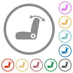 Sticker - Car seat adjustment flat icons with outlines