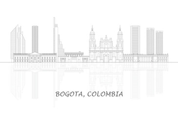 Outline Skyline panorama of city of Bogota , Colombia - vector illustration