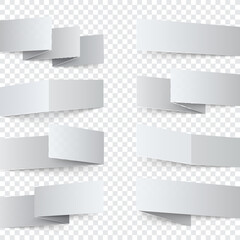 Aufkleber - Folded white paper banners with realistic shadows on white background