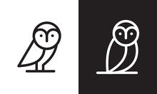 Black And White Owl Line Logo Design. Simple Creative Vector Illustration.