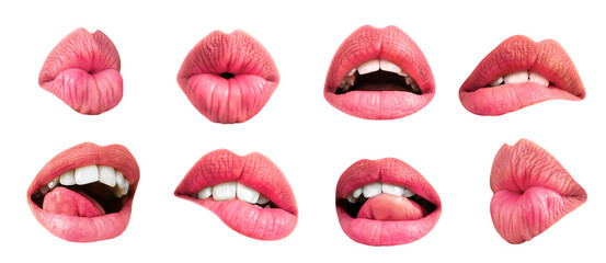 beauty sexy lips. valentines day. lips sending you hot gentle kiss isolated on a transparent backgro