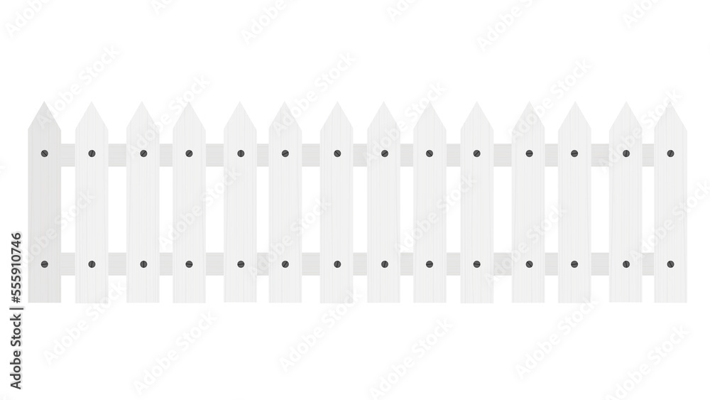 White wooden fence concept isolated on white background with clipping ...