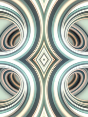 Aufkleber - Abstract kaleidoscopic background of twisted geometric shapes with colorful stripes. 3d rendering digital illustration