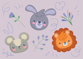 Sticker - icon collection cute animals