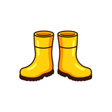 Yellow Rubber Boots Cartoon Vector Art