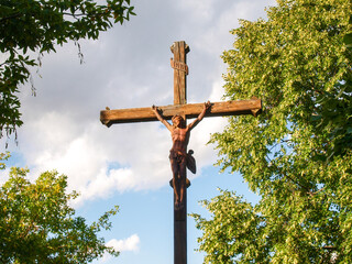 Cross with Christ in the public park