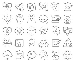 Poster - Positive thinking line icons collection. Thin outline icons pack. Vector illustration eps10
