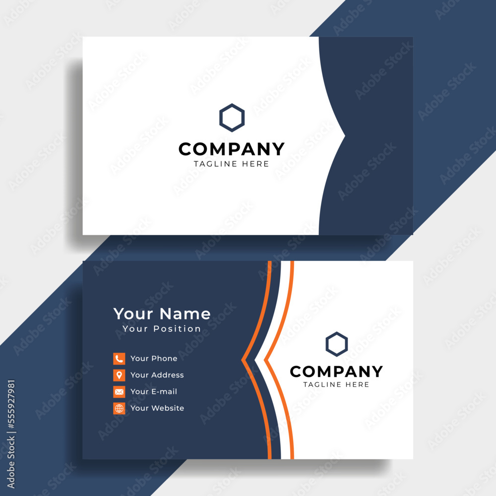 Corporate Business Card Template with Blue & Orange