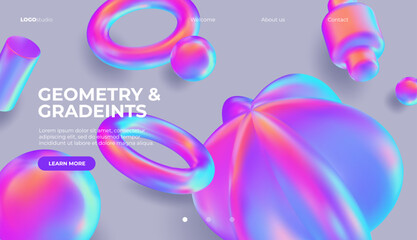 Poster - 3D background with gradient geometric shapes. Eps10 vector.