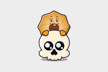 Poster - Cute Cookies cartoon character hiding in skull illustration in flat modern design